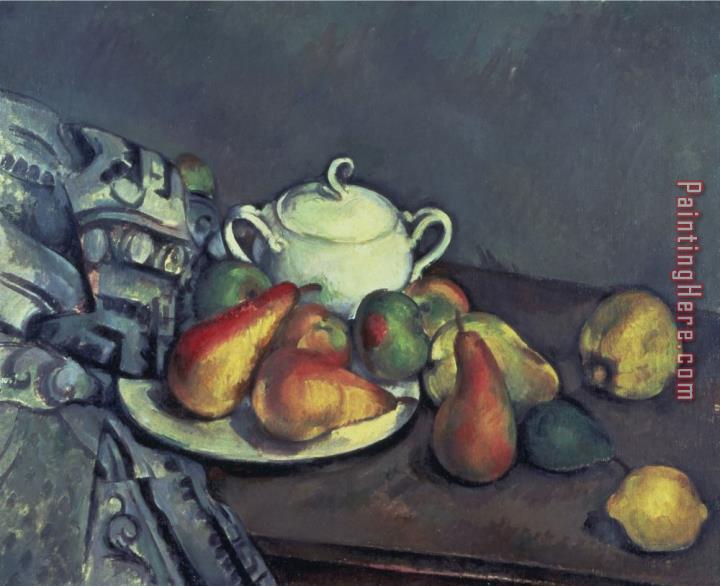Paul Cezanne Still Life with Sugar Can Pears And Tablecloth